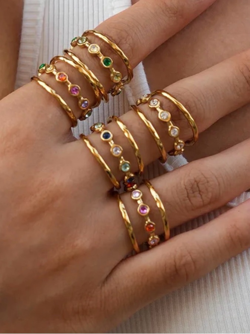Gold Multi-Gem Adjustable Open Ring NWT Gold Plated PVD